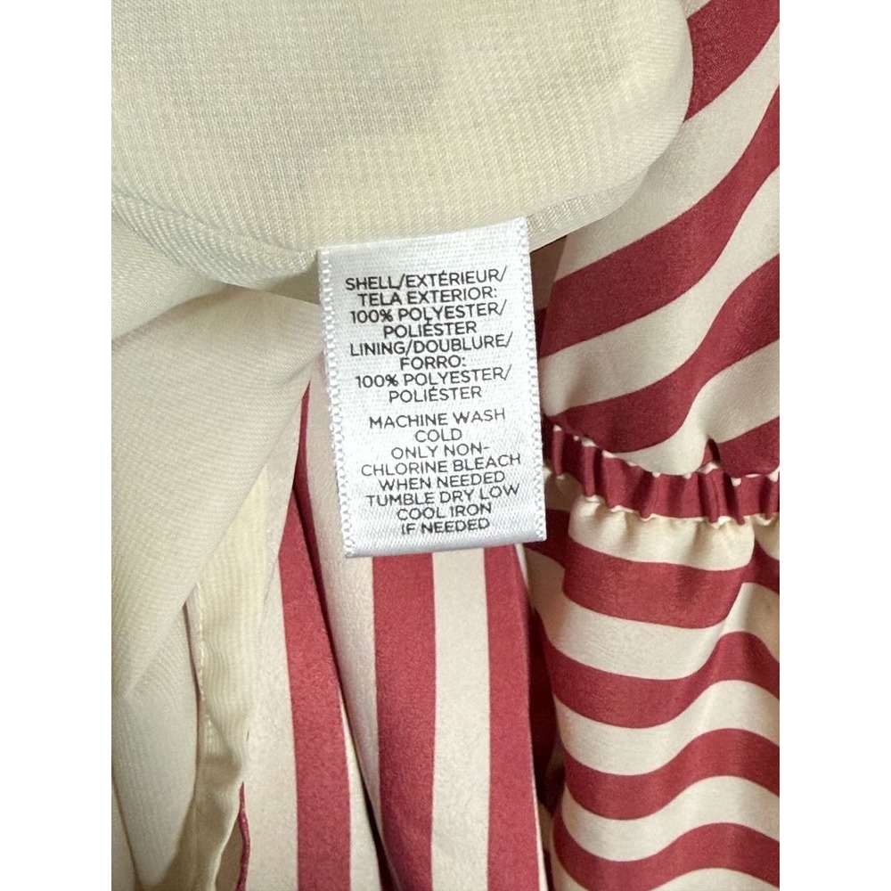 Ann Taylor Loft Women Red White Striped Sleeveless V-Neck Elastic Waist Dress XS - Picture 6 of 14